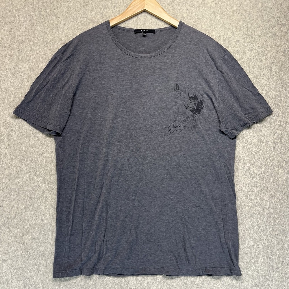 Gucci Men's Graphic T-Shirt Gray Crew Neck Tee XXL Italy